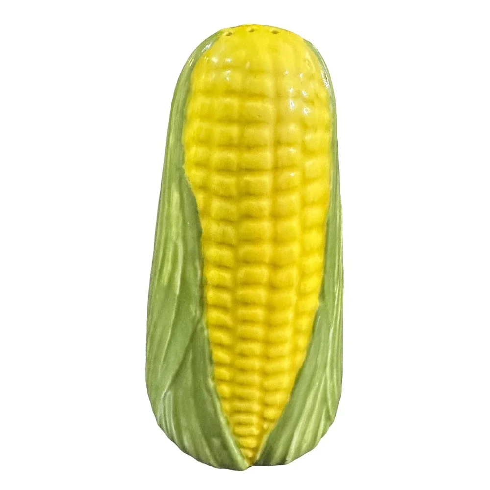 Vintage Yellow Corn on the Cob‎ Salt & Pepper Shaker Set with Plate 1978